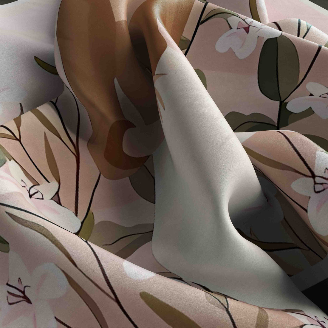 Teddy in Wildflowers Silk Bandana Scarf – 50 × 50 cm