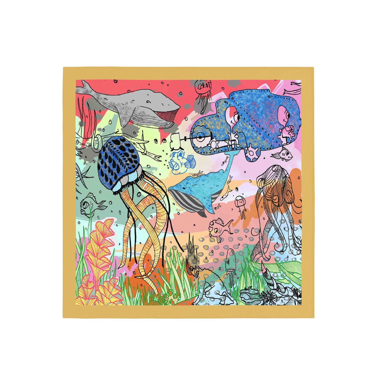Abstract Dreamscape Silk Bandana Scarf – 50 × 50 cm