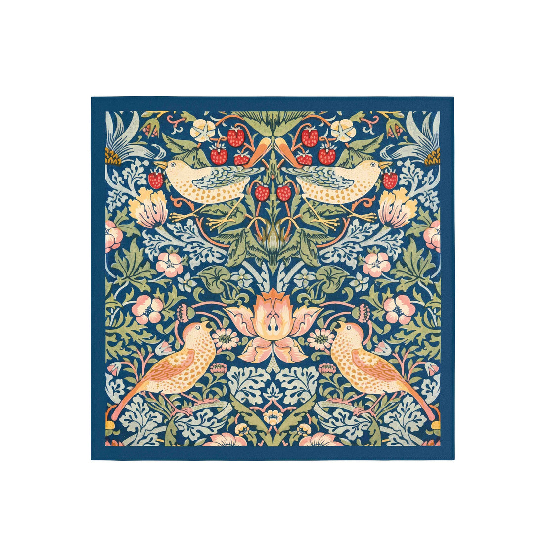 Songbird Strawberry Garden Silk Bandana Scarf – 50 × 50 cm