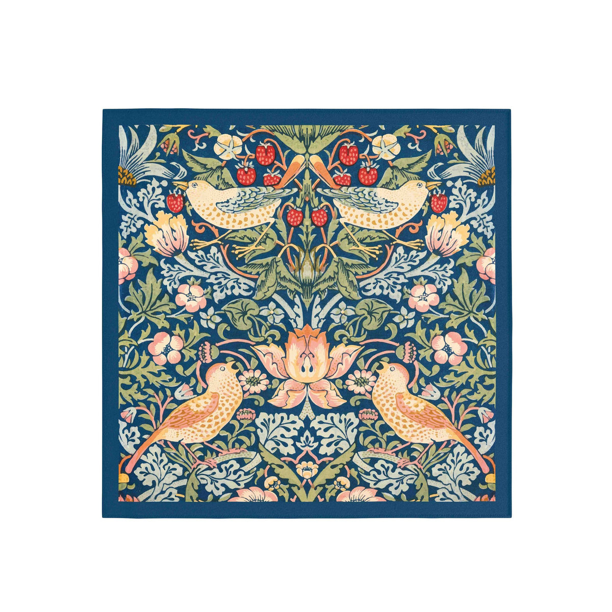 Songbird Strawberry Garden Silk Bandana Scarf – 50 × 50 cm