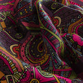 Fuchsia Plum Paisley Silk Square Scarf – 65 × 65 cm