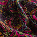 Fuchsia Plum Paisley Silk Square Scarf – 65 × 65 cm