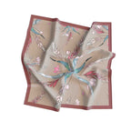 Taupe Botanical Star Silk Shawl Wrap – 100 × 100 cm