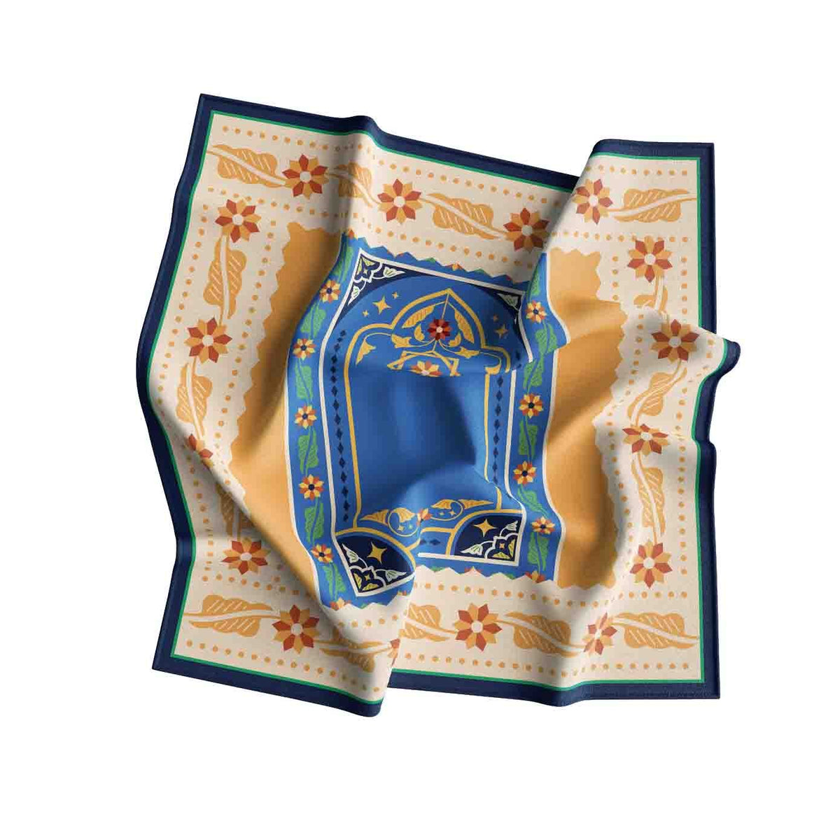 Moroccan Door Saffron Silk Bandana Scarf – 50 × 50 cm