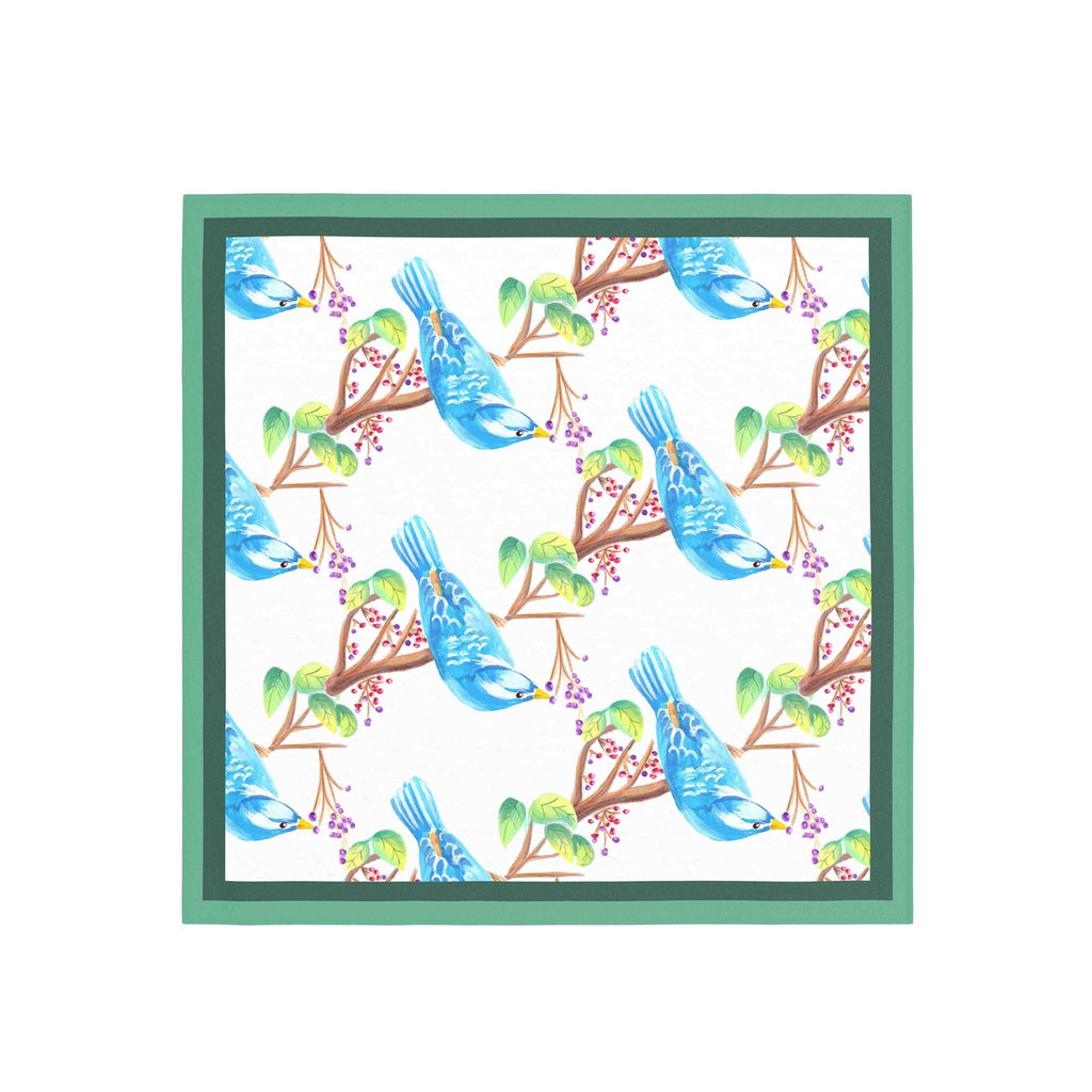 Bluebird Branch Silk Bandana Scarf – 50 × 50 cm