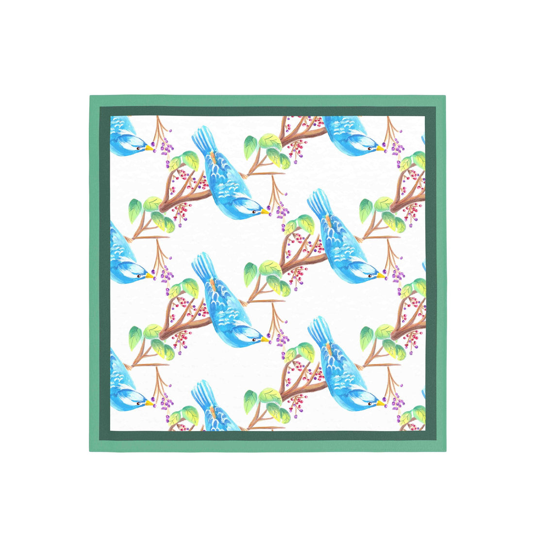 Bluebird Branch Silk Bandana Scarf – 50 × 50 cm