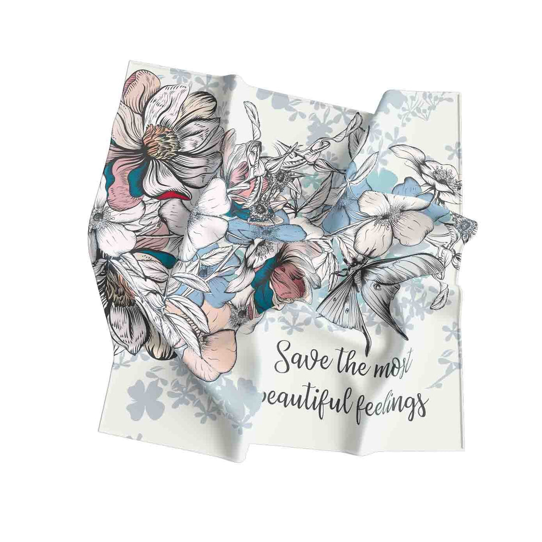 Beautiful Feelings Floral Sketch Silk Square Scarf – 65 × 65 cm