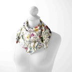 Ivory Botanical Sketch Silk Square Scarf – 65 × 65 cm