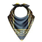 Navy Deco Gold Frame Silk Bandana Scarf – 50 × 50 cm