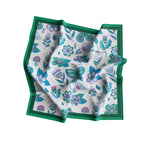 Emerald Folk Garden Silk Bandana Scarf – 50 × 50 cm