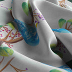 Bluebird Branch Silk Bandana Scarf – 50 × 50 cm