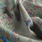 Ivory Folk Garden Silk Square Scarf – 65 × 65 cm