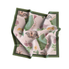 Moth & Blossom Sage Silk Bandana Scarf – 50 × 50 cm