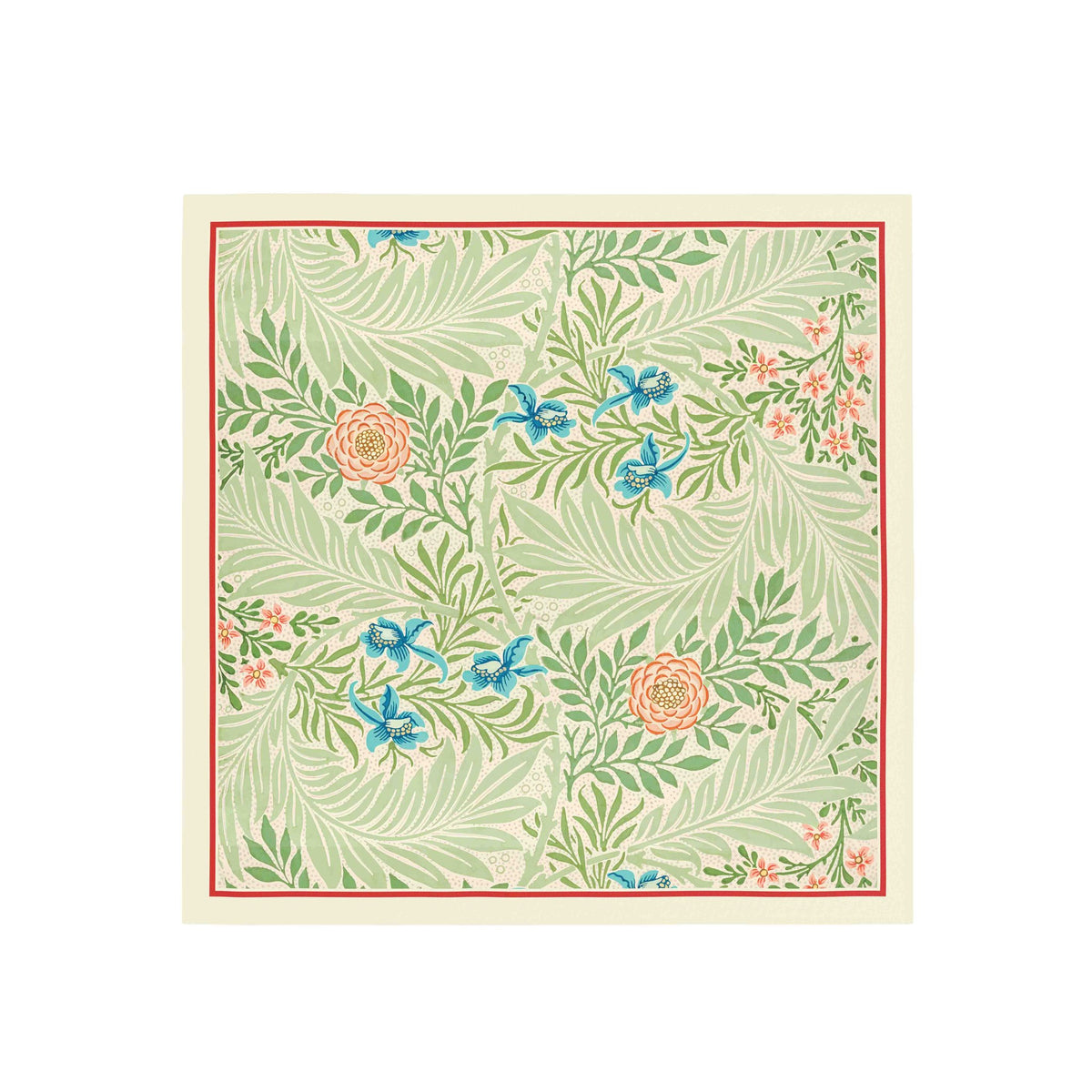 Sage Fern Willow Silk Bandana Scarf – 50 × 50 cm