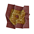 Mustard Maroon Block Print Silk Square Scarf – 65 × 65 cm