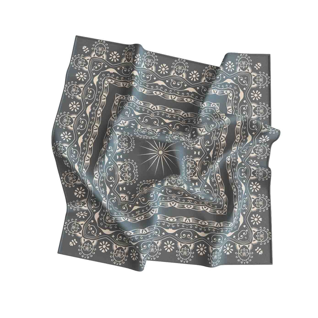 Slate Ornament Silk Bandana Scarf – 50 × 50 cm