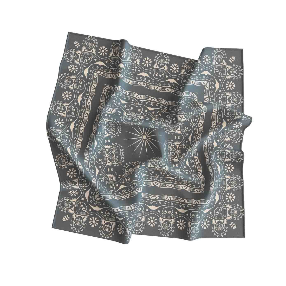 Slate Ornament Silk Bandana Scarf – 50 × 50 cm