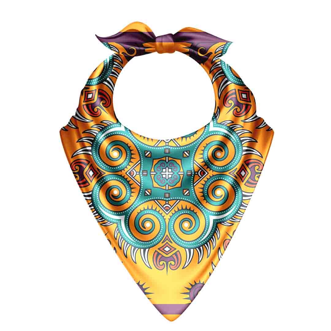 Mango Swirl Medallion Silk Bandana Scarf – 50 × 50 cm