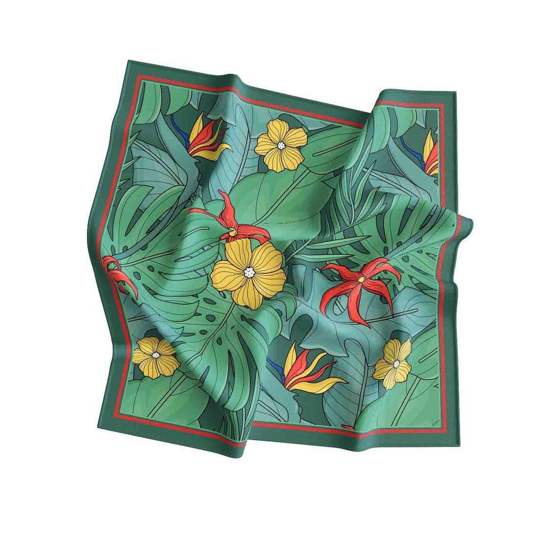Monstera Tropics Silk Bandana Scarf – 50 × 50 cm