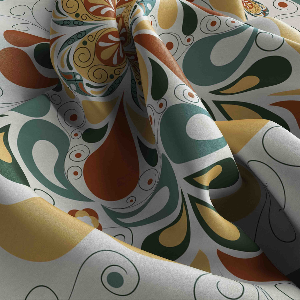 Retro Paisley Medallion Silk Bandana Scarf – 50 × 50 cm