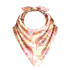 Peach Feather Paisley Silk Bandana Scarf – 50 × 50 cm