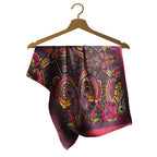 Fuchsia Plum Paisley Silk Square Scarf – 65 × 65 cm