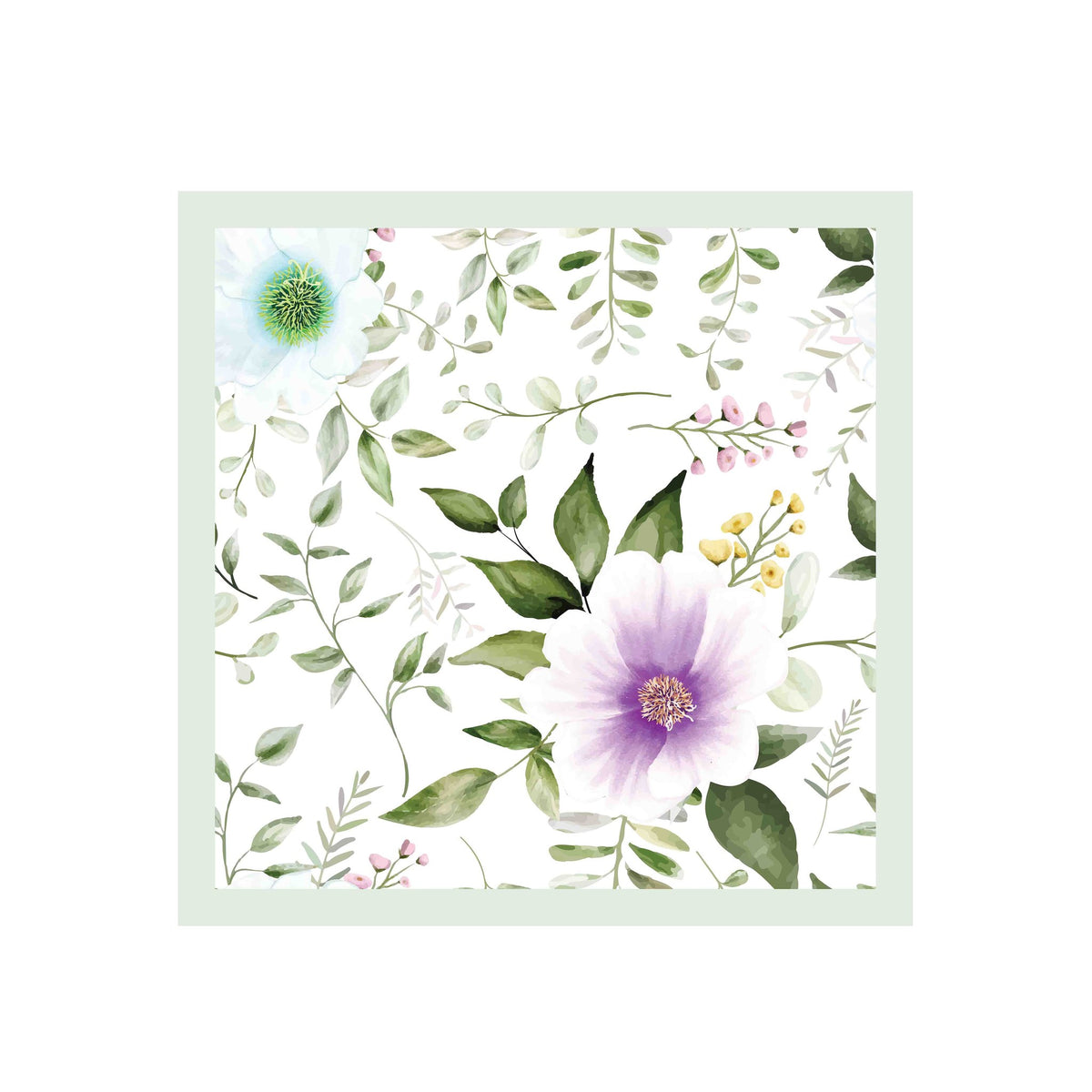 White Garden Clematis Silk Shawl Wrap – 100 × 100 cm