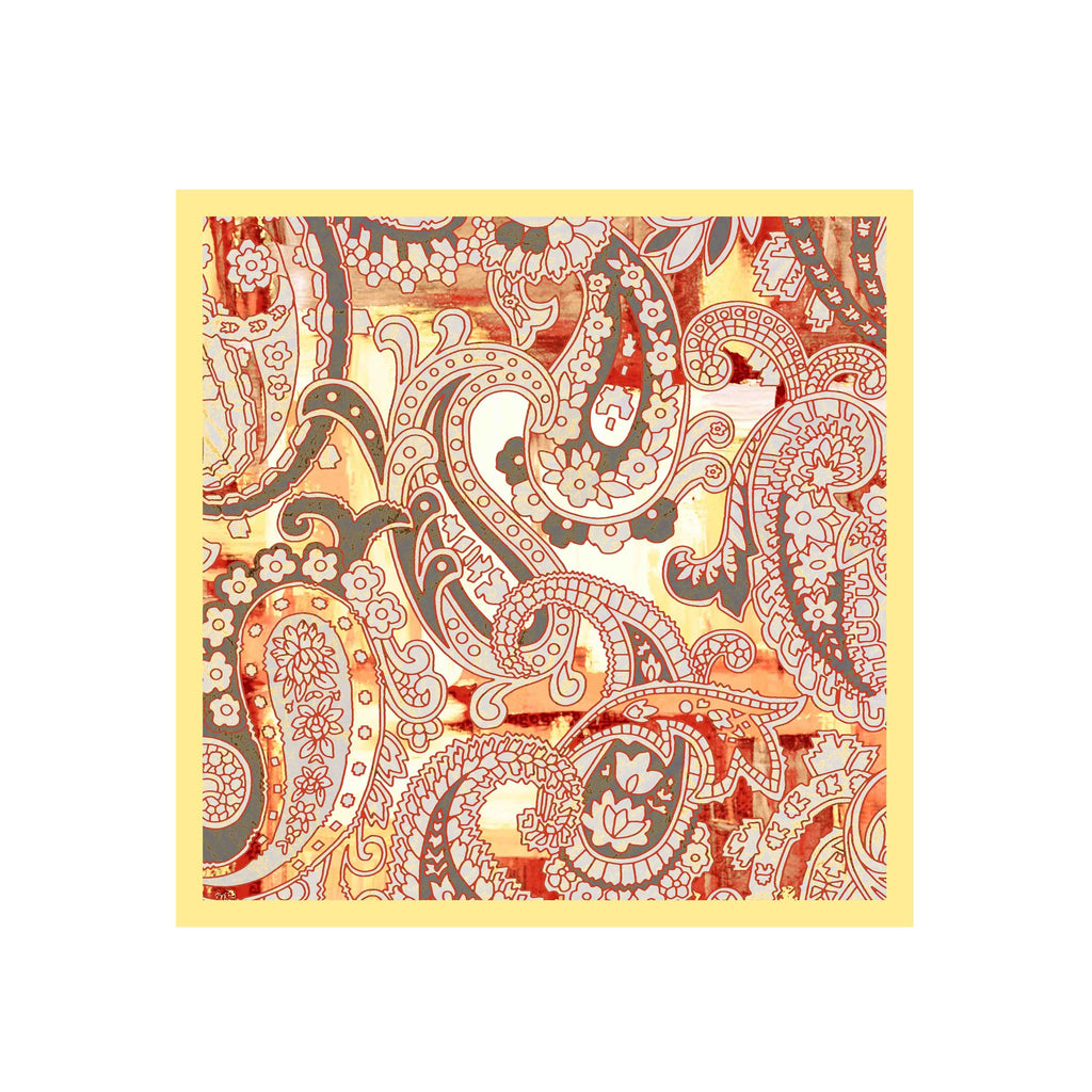 Coral Paisley Lace Silk Shawl Wrap – 100 × 100 cm