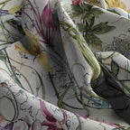 Ivory Botanical Sketch Silk Square Scarf – 65 × 65 cm