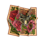 Leopard & Peony Silk Bandana Scarf – 50 × 50 cm
