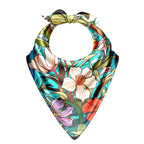 Lily Garden Stained Glass Silk Bandana Scarf – 50 × 50 cm