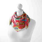 Scarlet Paisley Carnival Silk Square Scarf – 65 × 65 cm