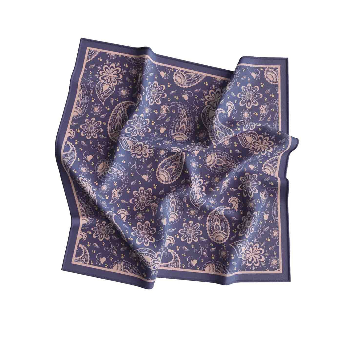 Twilight Paisley Silk Bandana Scarf – 50 × 50 cm