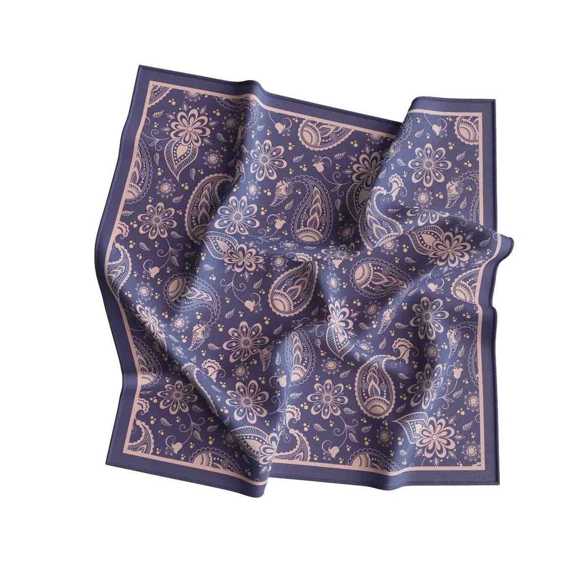 Twilight Paisley Silk Bandana Scarf – 50 × 50 cm