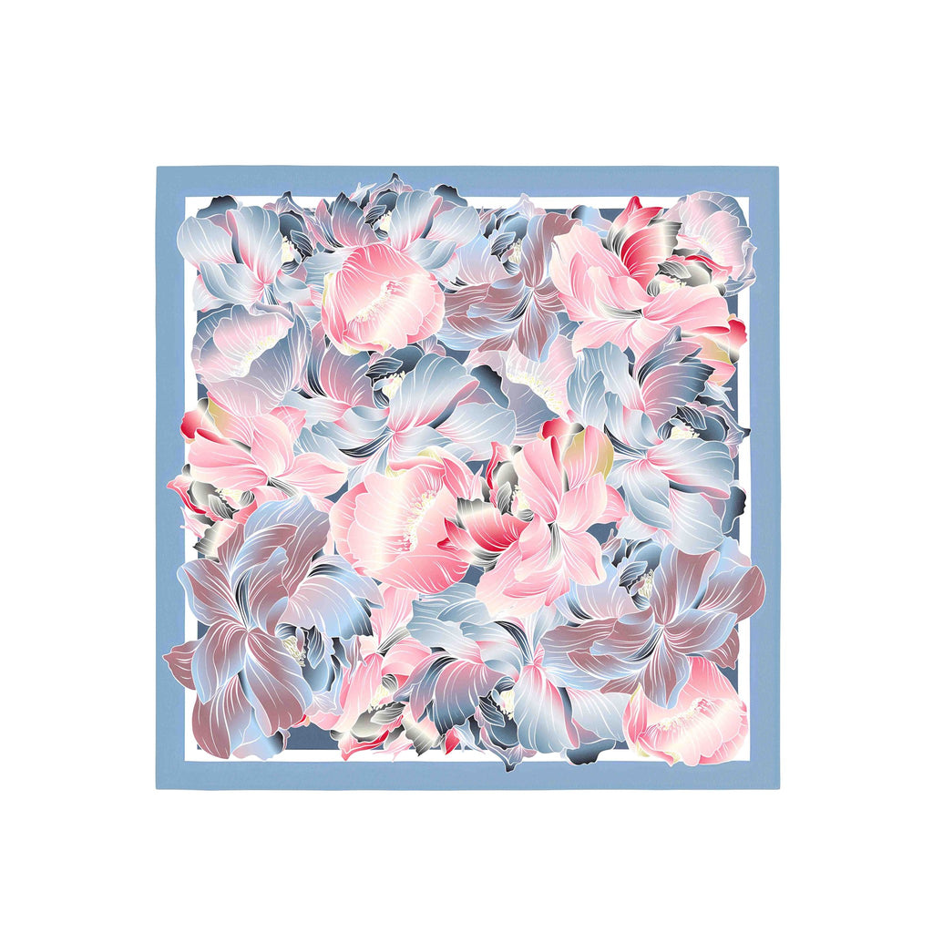 Pastel Petal Swirl Silk Bandana Scarf – 50 × 50 cm