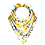 Golden Rose Garden Silk Bandana Scarf – 50 × 50 cm