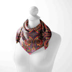 Fuchsia Plum Paisley Silk Square Scarf – 65 × 65 cm