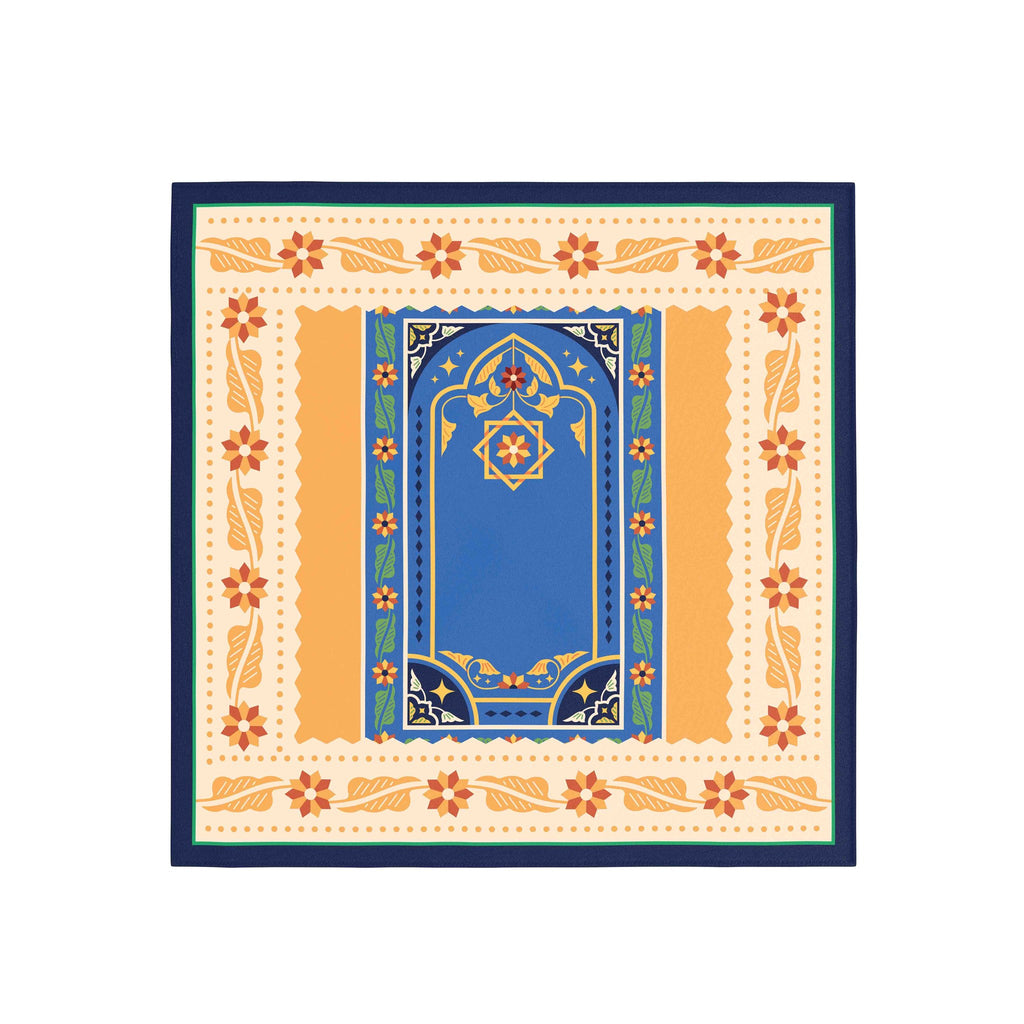 Moroccan Door Saffron Silk Bandana Scarf – 50 × 50 cm