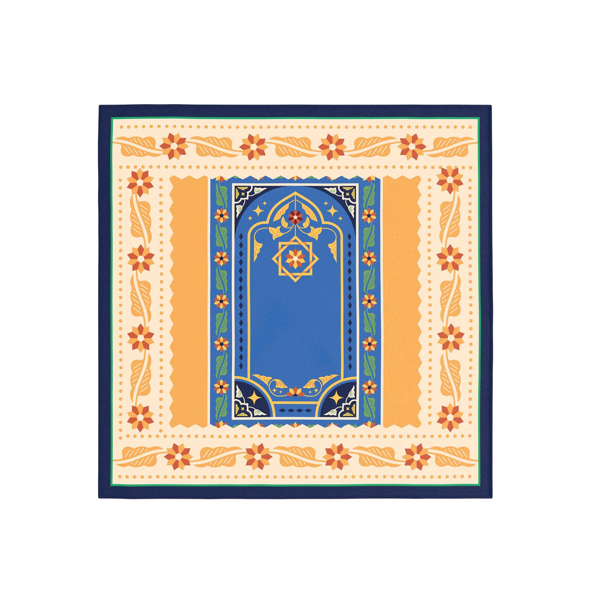 Moroccan Door Saffron Silk Bandana Scarf – 50 × 50 cm