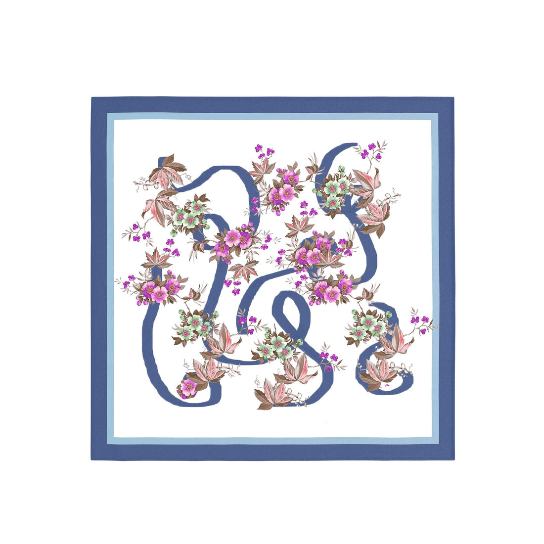 Wildflower Script Ivory Silk Bandana Scarf – 50 × 50 cm