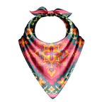 Teal Rose Kilim Silk Bandana Scarf – 50 × 50 cm