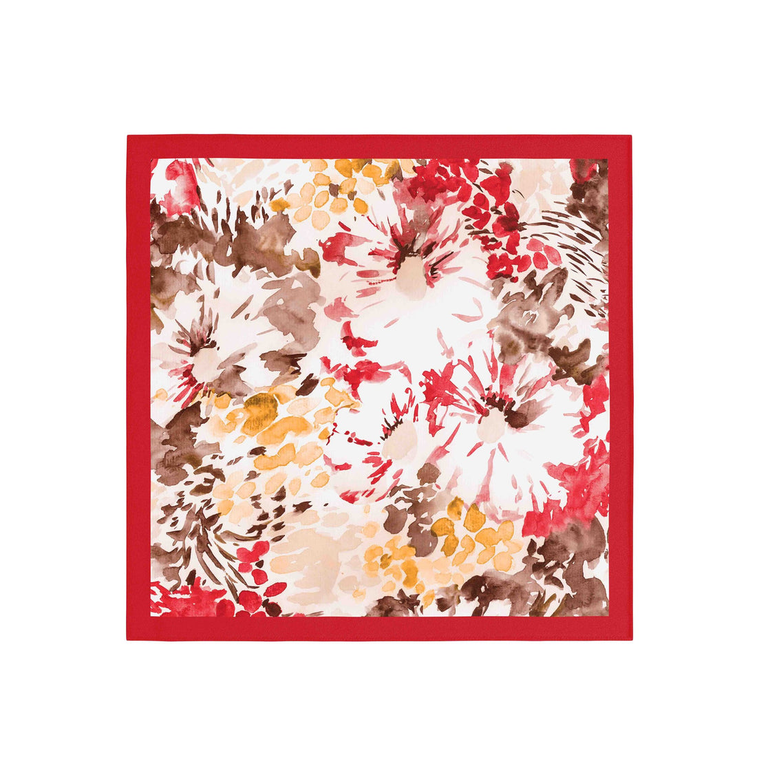 Autumn Watercolour Bloom Silk Bandana Scarf – 50 × 50 cm