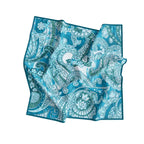 Aqua Lace Paisley Silk Square Scarf – 65 × 65 cm