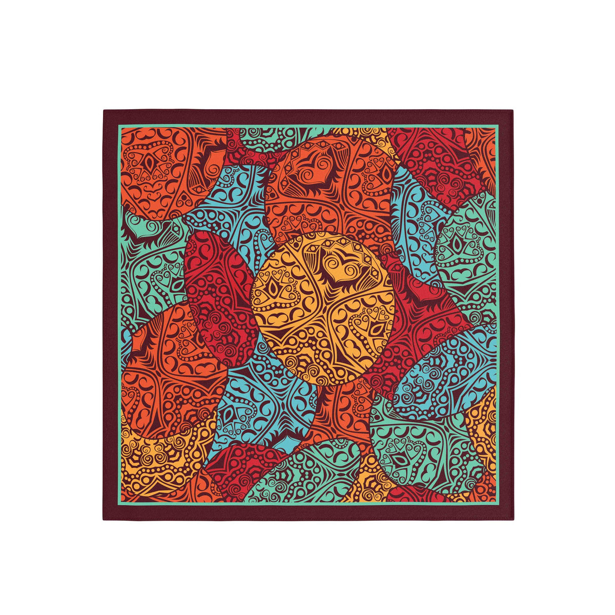 Spice Market Patchwork Silk Bandana Scarf – 50 × 50 cm
