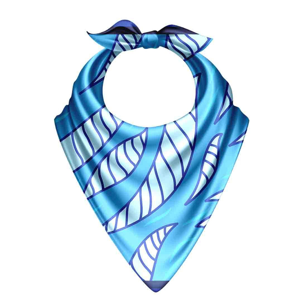 Ocean Leaf Wave Silk Bandana Scarf – 50 × 50 cm