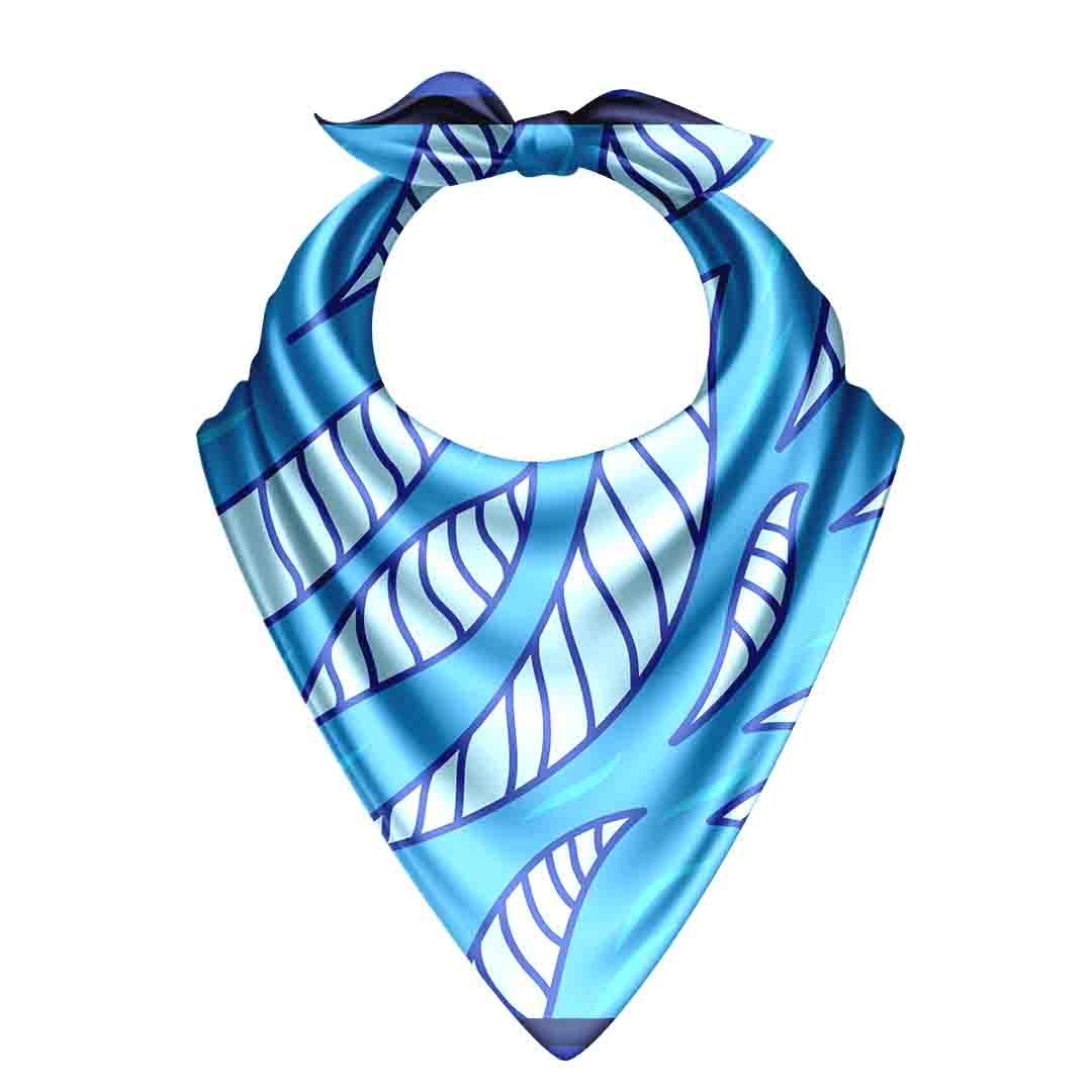 Ocean Leaf Wave Silk Bandana Scarf – 50 × 50 cm