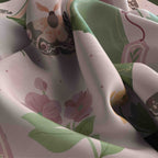 Moth & Blossom Sage Silk Bandana Scarf – 50 × 50 cm