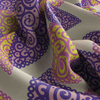 Lilac Paisley Swirl Silk Bandana Scarf – 50 × 50 cm