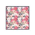 Rose Bouquet Navy Silk Bandana Scarf – 50 × 50 cm
