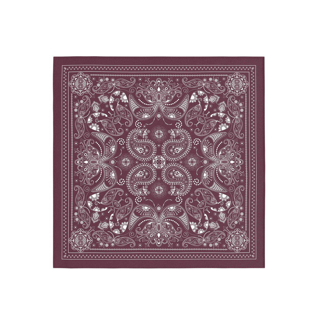 Plum Paisley Silk Bandana Scarf – 50 × 50 cm
